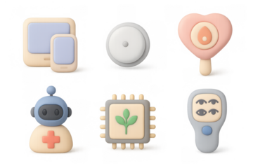 Innovative health technology icons set for modern medical design projects