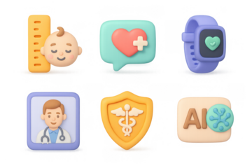 Cartoon health icons for medical design and digital applications