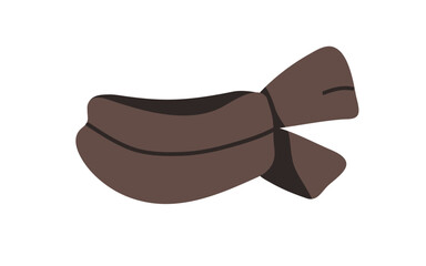 Scarf wrapped. Warm woolen neck accessory for cold weather, winter season. Soft knitted clothes, cozy neckpiece, neckerchief, seasonal garment. Flat vector illustration isolated on white background