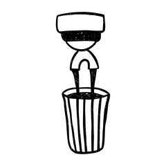 Coffee is poured into striped cup