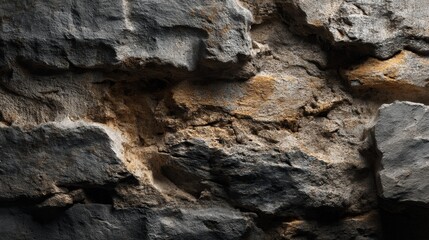 Dramatic Layered Rock Formation with Natural Weathering Geological Texture Close-Up
