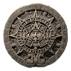 Fototapeta premium Ancient Aztec Calendar: A detailed view of an ancient Aztec calendar stone. This image captures the intricate carvings and historical significance of the artifact.