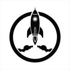 Startup rocket launch rapid growth project vector icon