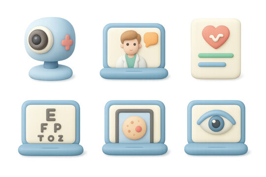 Simple medical icons for digital health and telemedicine design - Powered by Adobe