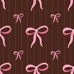 Obraz premium Whimsical bow vector seamless pattern. Background for gift wrapping, stationery, textiles, branding and wedding print projects
