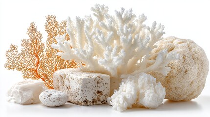 Stunning coral collection for luxurious spa decor and coastal design inspiration, perfect for serene and elegant product presentations