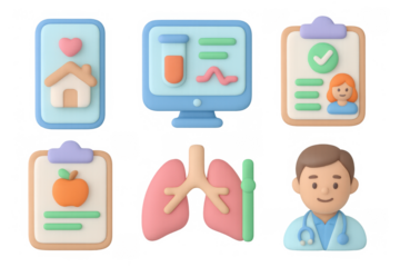 Health icon set for medical app ui and educational design inspiration