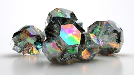 Colorful Facet Gems With Iridescent Reflections