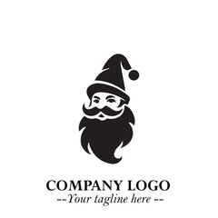Santa Claus Logo Symbol in Black on White Background for Classic Holiday Branding and Design ArtPlus