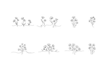 Fototapeta premium Delicate One Line Floral Drawing Vector Collection | Minimalist