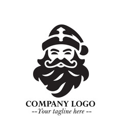 Santa Claus Logo Symbol in Black on White Background for Classic Holiday Branding and Design ArtPlus