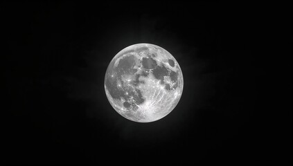 Obraz premium Isolated full moon against a black and white background, suitable for editorial headers or text layout design