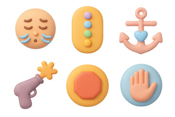 Whimsical emoji and icon collection for creative design projects