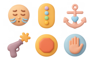 Whimsical emoji and icon collection for creative design projects