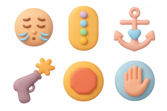 Whimsical emoji and icon collection for creative design projects