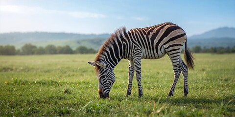 Naklejka premium Close-up of a zebra's striped coat emphasizing natural camouflage, wildlife conservation awareness