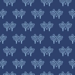 Tree making house shape seamless pattern isolated on color background