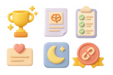 Mental health icon set with symbols for wellness concepts and organization design