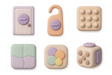 Calming pastel icon set for relaxation and mindfulness design projects