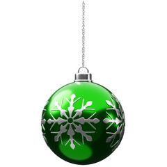 Green Christmas Ornament with Silver Snowflake