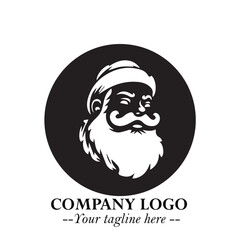 Santa Claus Logo Symbol in Black on White Background for Classic Holiday Branding and Design ArtPlus