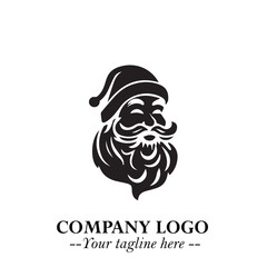 Santa Claus Logo Symbol in Black on White Background for Classic Holiday Branding and Design ArtPlus