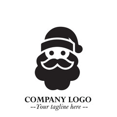 Santa Claus Logo Symbol in Black on White Background for Classic Holiday Branding and Design ArtPlus