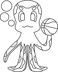 Octopus Basketball player Basketball Sports Animal Vector Graphic Art Illustration
