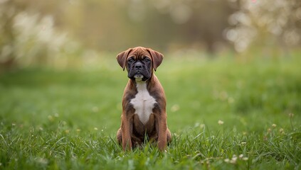 A young boxer puppy resting on a soft blanket, focused on comfort and relaxation, Pet Safety Week