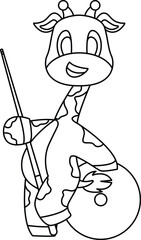 Giraffe Billiards Cue Sports Animal Vector Graphic Art Illustration