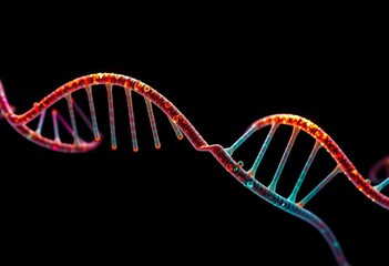 DNA double helix forming a geometric pattern on a dark background,  genetic pattern,  chromosome