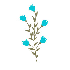 Bouquet of red flowers on a floral vector background with natural leaves and decorative spring elements