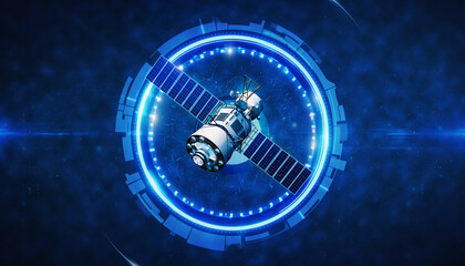 Orbiting Sentinel: A technological marvel, a satellite meticulously captures data, a beacon of progress and scientific advancement, sending signals into the vastness of space.