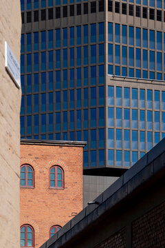 Architecture and urban redevelopment meeting upgraded infrastructure and construction volumes with reflection, skyline contrast, mixed use additions and new housing momentum in sickla stockholm