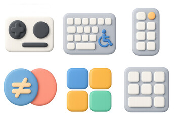 Inclusive tech icons featuring accessibility symbols and simple compositions for digital interfaces and design