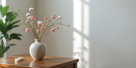 Tree branch with pink flowers pattern background, suitable for textile design or floral motifs