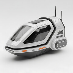 Futuristic Shuttlecraft Model with Sleek Design and Detailed Features.