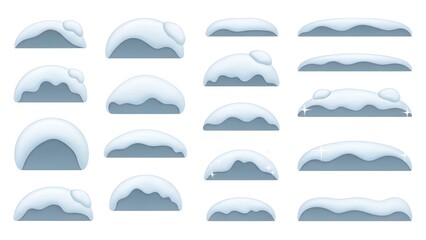 Cartoon winter vector assets: Snowy caps, icicle borders, and roof drifts. Ideal for Christmas decorations, holiday mood graphics, and cozy winter game design.

