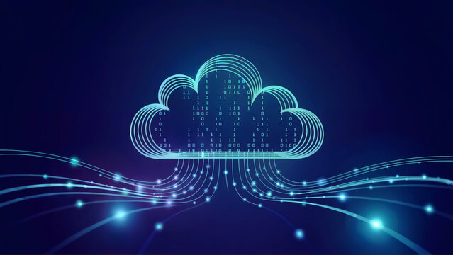 Cloud computing network with data stream for digital transformation and innovative technology concept