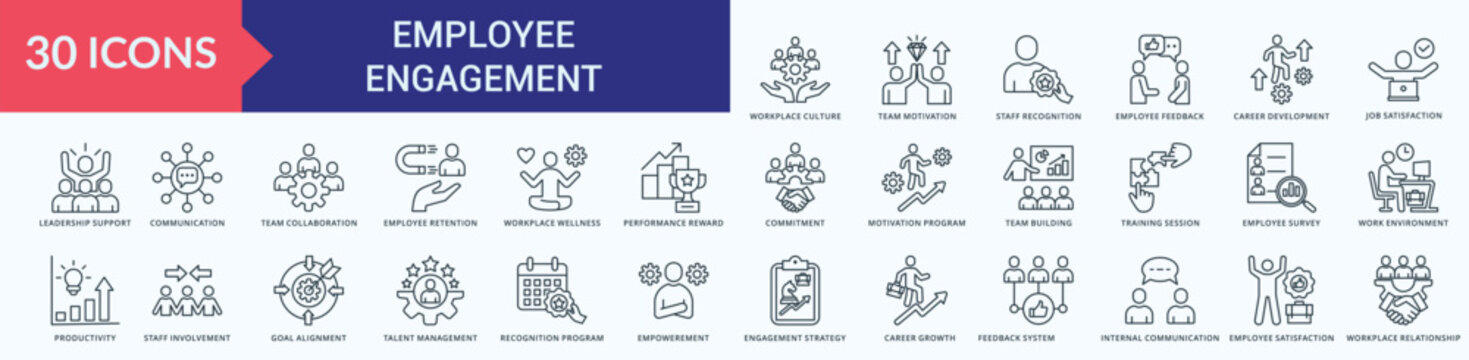 Employee Engagement Icon Pack Illustration Vector
