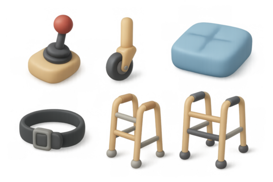 Accessible mobility aid icon set for digital design and applications