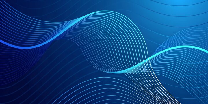 Blue gradient abstract digital background with elegant wavy lines