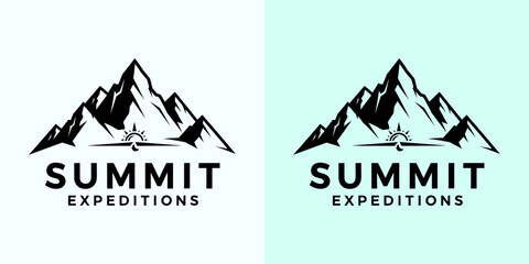 Summit Expeditions Logo with Mountain Peak and Compass for Outdoor Adventures
