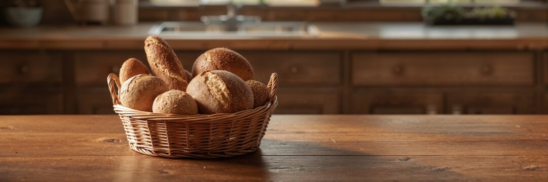 Different kinds of fresh bread laid out on a plain background for bakery display, emphasizing variety and texture - Powered by Adobe