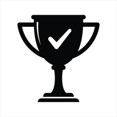 Verified success checkmark on trophy award vector icon