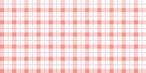 Tartan fabric plaid pattern seamless. Traditional scottish checkered background. Retro tablecloth texture. Pastel pink colour. Print for wrapping paper, fabric and textile. Vector illustration