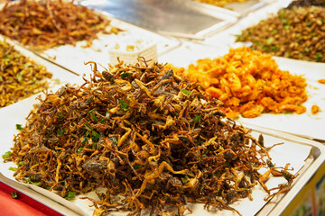 Deep fried grass frog at street market