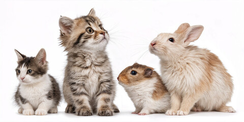 cute pets sitting together