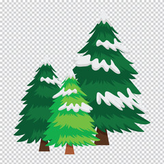 A beautiful winter landscape featuring a trio of evergreen trees covered in fresh snow ideal for seasonal advertising and banners