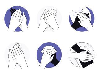 Obraz premium Hand hygiene routine steps minimalist vector illustrations suitable for educational and health resources